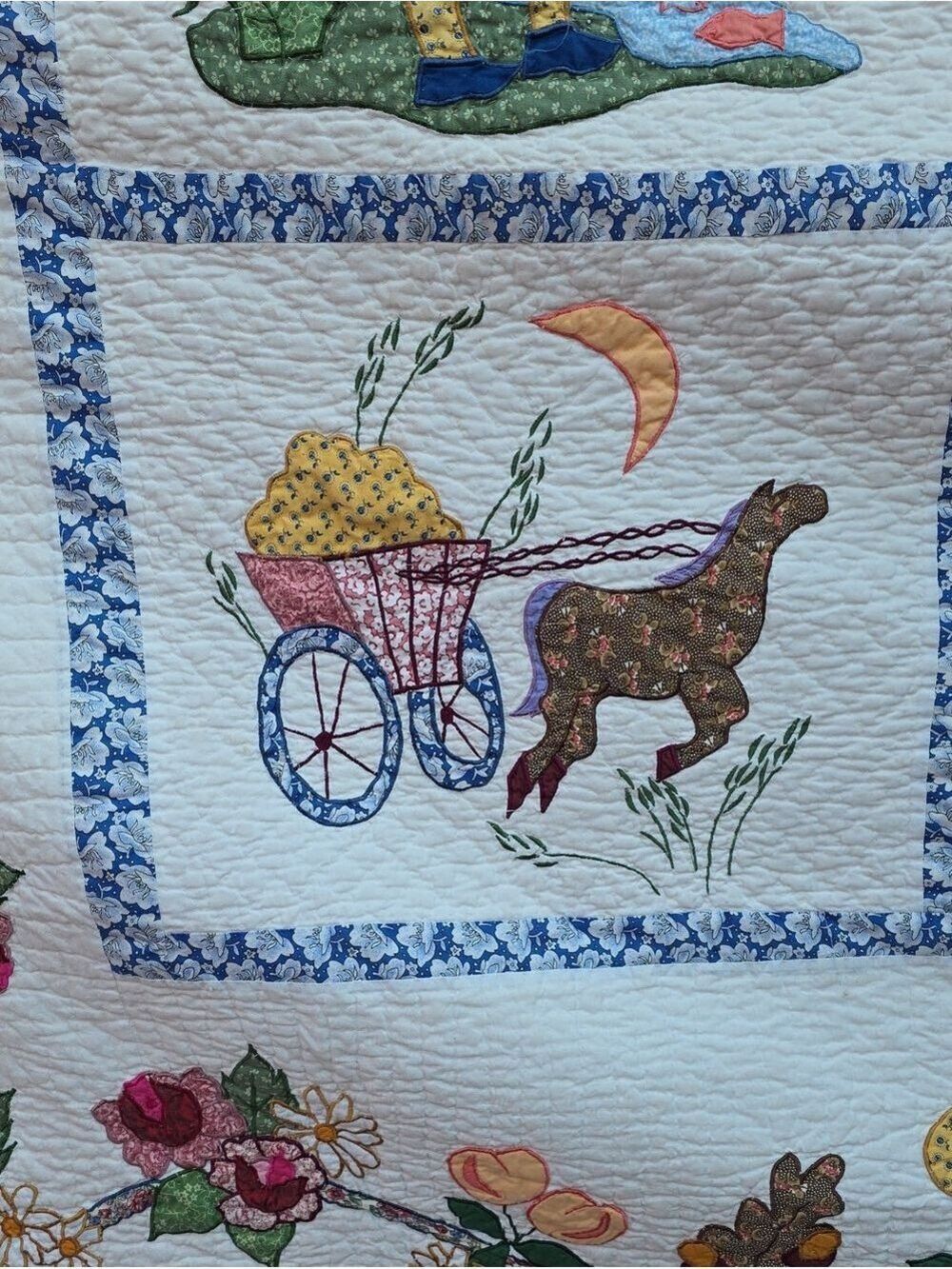 Vtg Legacy Home Limited Edition Quilt Queen Avignon Folk Art Cottage 100" X 90" - Picture 13 of 16